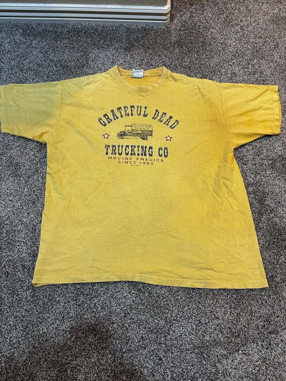 Vintage 2000 Grateful Dead Trucking Co. Liquid Blue T-Shirt XL Mustard Yellow